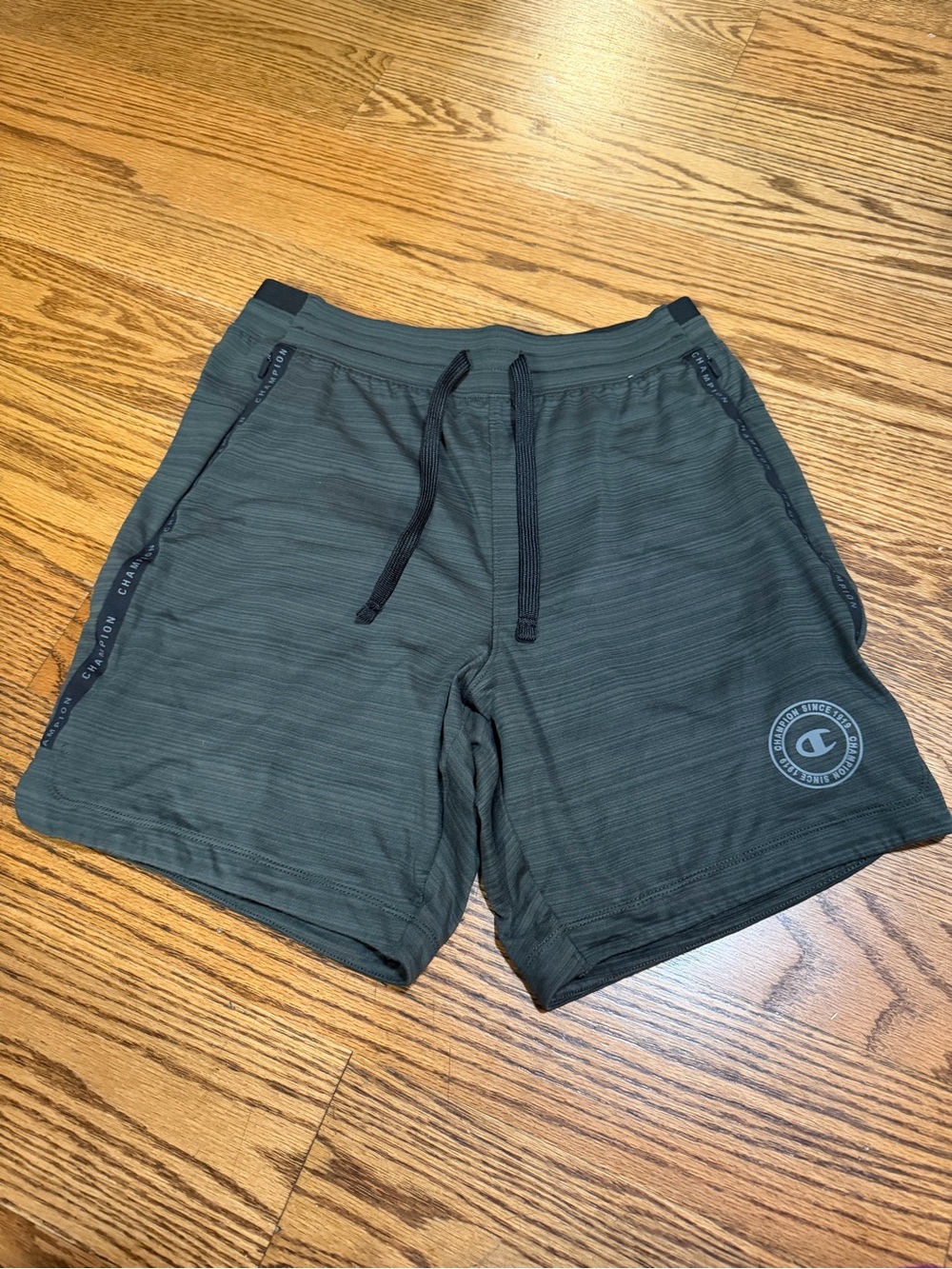 Champion Men's Dark Green Athletic Knit Shorts with Logo